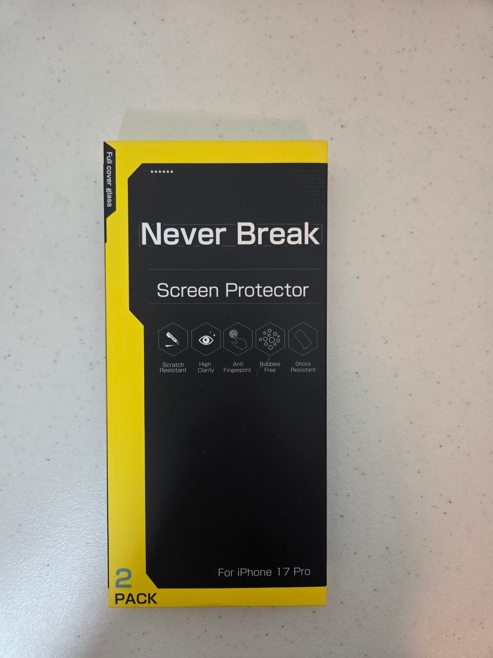 Never Break Screen Protector Iphone 17 Pro 2 Pack 9H Full Cover Glass
